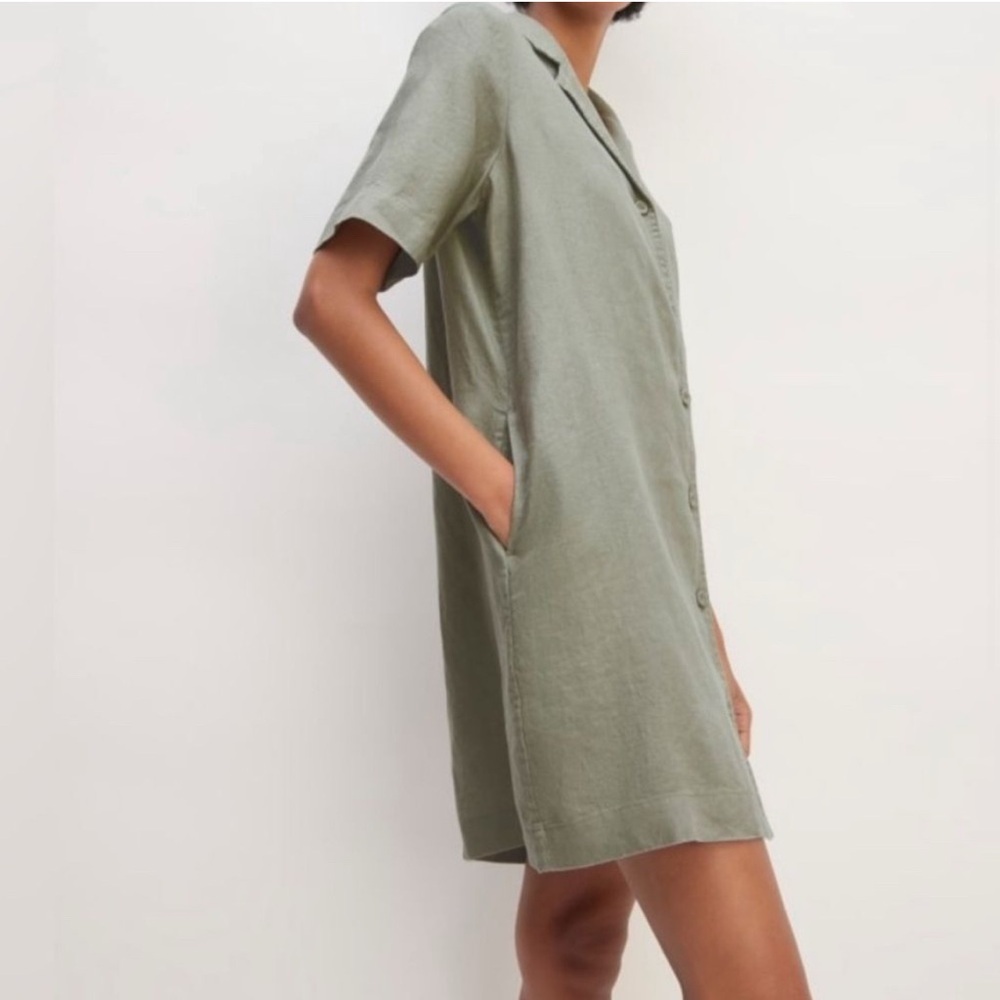 Everlane Sage Green Short Sleeve Dress - Picture 4 of 8